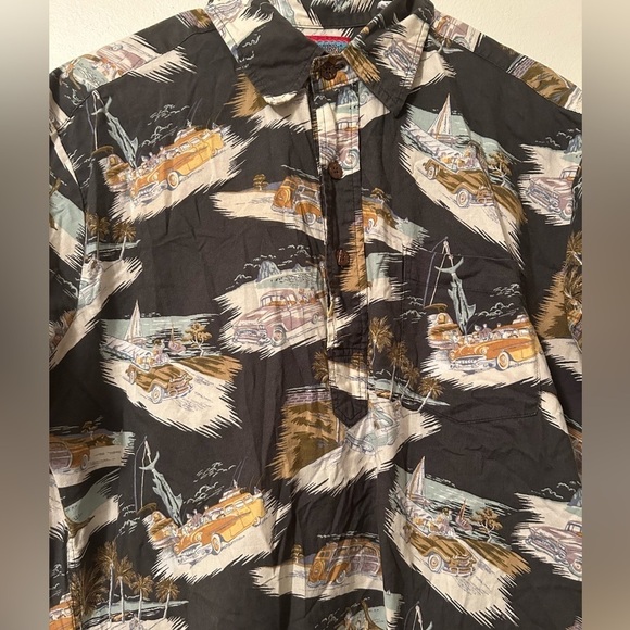 Reyn Spooner Shirt Mens Medium Gray Car‎ Cars Button Up Hawaiian Camp Popover - Picture 3 of 8